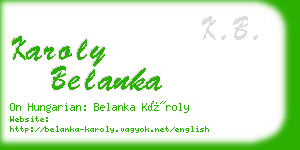 karoly belanka business card